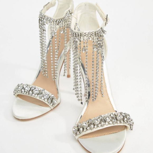white wedding heels with rhinestones